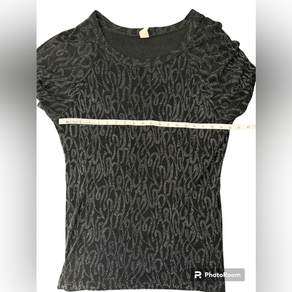 YMLA BLACK W/ SILVER SPECS MINI DRESS  SZ XL VINTAGE ACETATE MIX - Picture 2 of 8